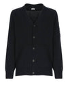 Men's Lens Wappen Lambswool Cardigan Navy - CP COMPANY - BALAAN 1