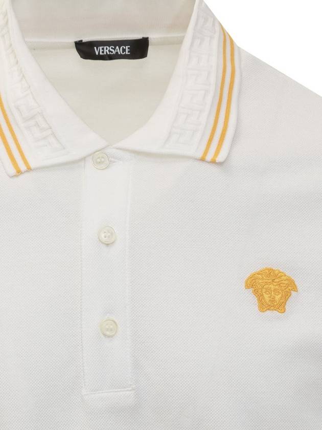 Medusa Head Embroidery Cotton Polo Shirt White - VERSACE - BALAAN 4