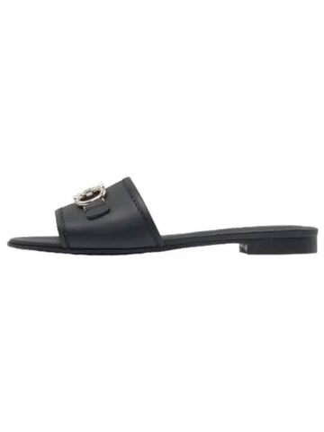 Ferragamo Gancini Rhodes Slide Black Slippers - SALVATORE FERRAGAMO - BALAAN 1