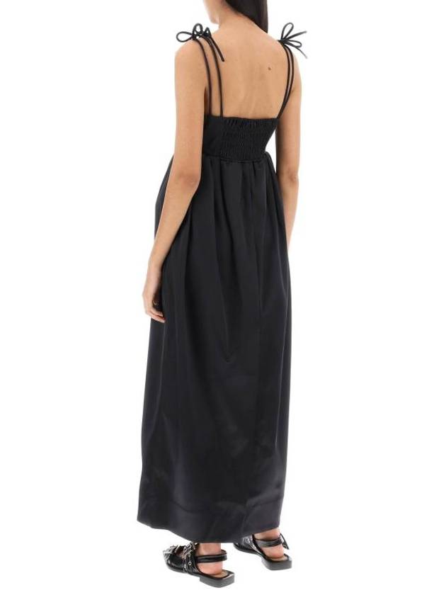 Double Satin String Long Dress Black - GANNI - BALAAN 4