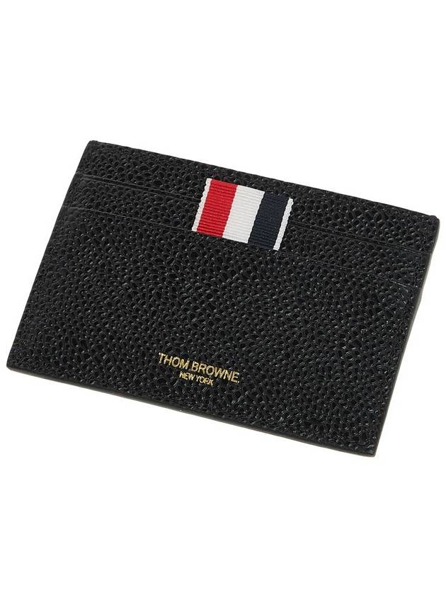 Stripe Note Compartment Pebble Grain Leather Card Wallet Black - THOM BROWNE - BALAAN 5