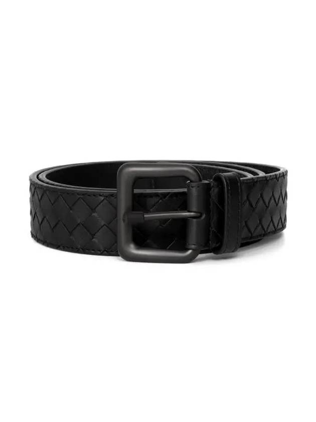 Intrecciato Leather Belt Black - BOTTEGA VENETA - BALAAN 3