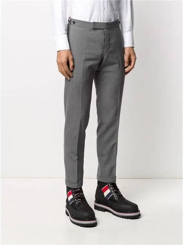 Three Stripe Tab Seersucker Straight Pants Navy - THOM BROWNE - BALAAN 5