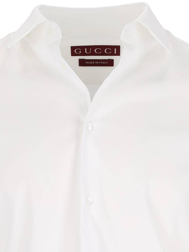 Stretch Cotton Poplin Long Sleeve Shirt White - GUCCI - BALAAN 4