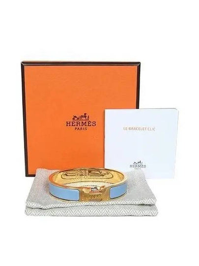 CLIC Click Ash gold plated blue color PM bangle bracelet - HERMES - BALAAN 2