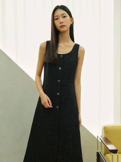 JANE U neck Sleeveless Tweed dress black - AME - BALAAN 2