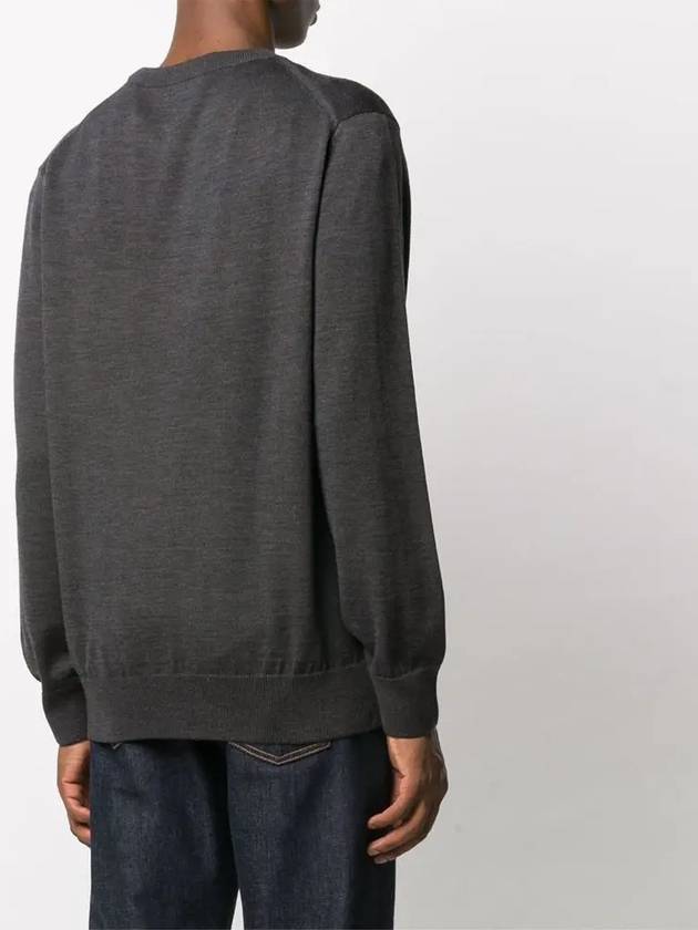 Fox Head Patch Regular Round Neck Pullover Knit Top Anthracite Melange - MAISON KITSUNE - BALAAN 4