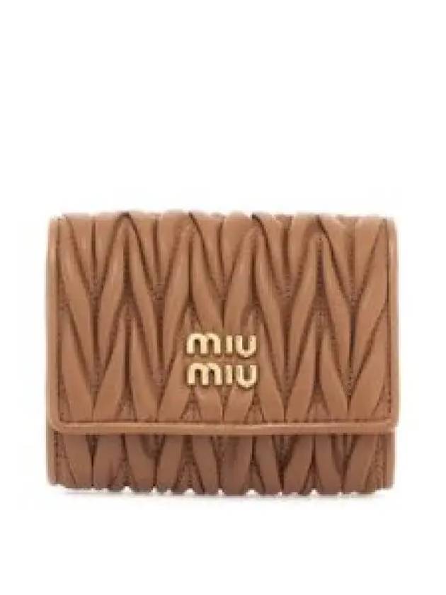 Matelasse Logo Nappa Leather Half Wallet Caramel - MIU MIU - BALAAN 2