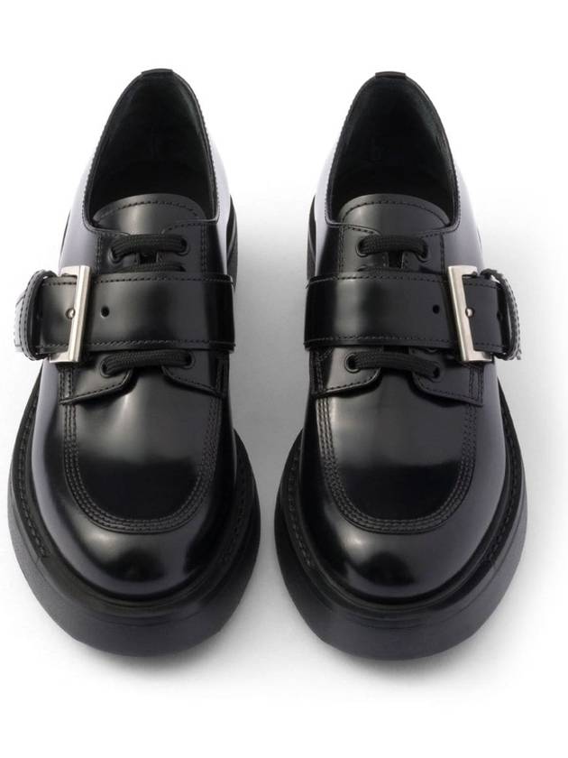 Brushed Leather Lace Up Derby Black - PRADA - BALAAN 3