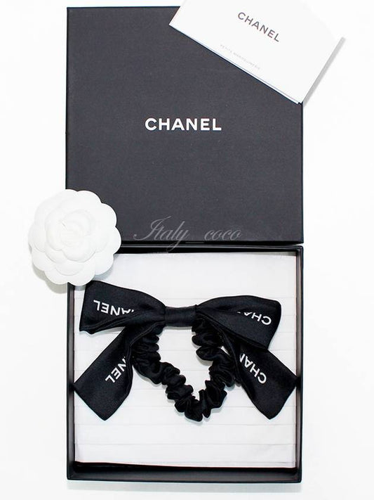 Lettering logo ribbon hair scrunchie scrunchie giblet band hair band black AA9064 B10844 NN771 - CHANEL - BALAAN 1