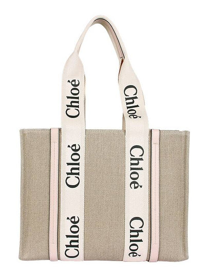 Woody Canvas Medium Tote Bag Cement Pink - CHLOE - BALAAN 2