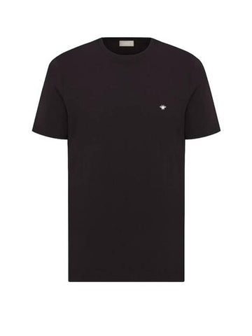 Embroidered Bee Cotton Jersey Short Sleeve T-Shirt Black - DIOR - BALAAN 1