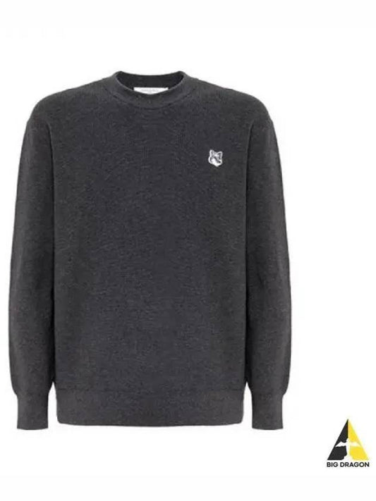 Logo Patch Knit Sweatshirt Gray KM00506KT1077 - MAISON KITSUNE - BALAAN 1