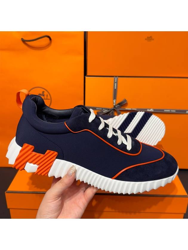 Men's Bouncing Sneakers Neoprene Marine Blue H Orange Logo - HERMES - BALAAN 1