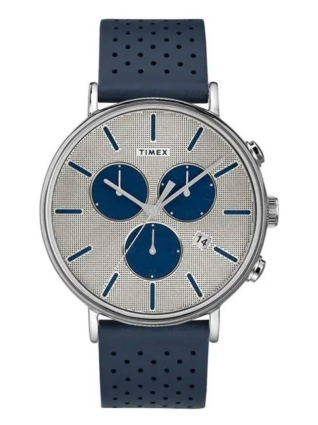 Fairfield Supernova Chronograph Leather Watch Silver Blue - TIMEX - BALAAN 2