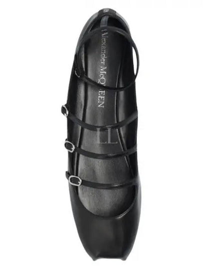 Buckled Straps Leather Ballerina Shoes Black - ALEXANDER MCQUEEN - BALAAN 2