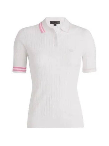 G FORE 24 CONTRAST STRIPE COTTON BLEND RIBBED KNIT POLO GLS000005 SNO Women s rib - G/FORE - BALAAN 1