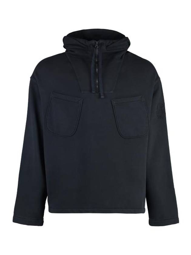 Brushed Emerize Diagonal Fleece Hoodie Black - CP COMPANY - BALAAN 2