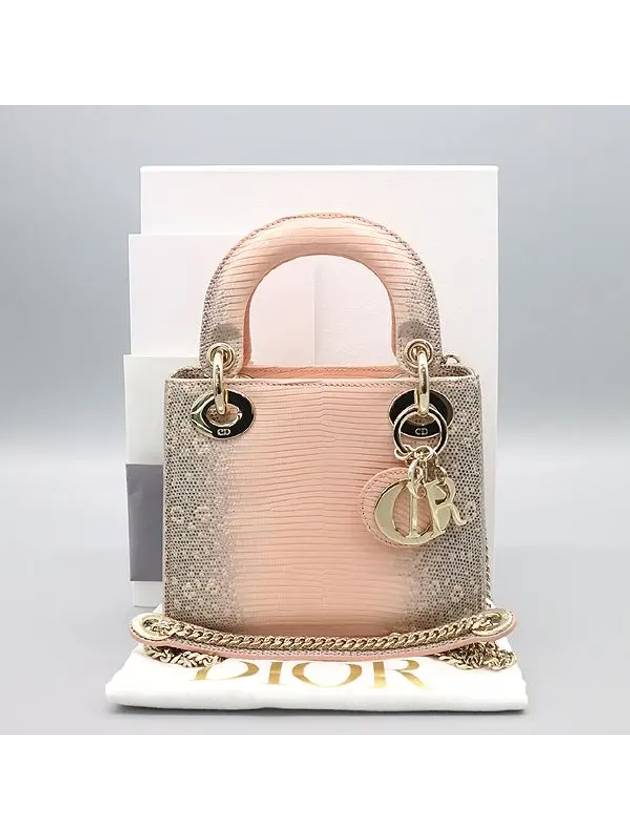 M0505OLDD Lizard leather lady mini tote bag and gold chain shoulder crossbag - DIOR - BALAAN 1