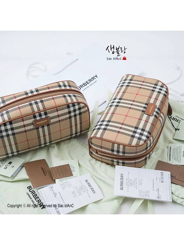 Medium Check Travel Pouch Bag Archive Beige - BURBERRY - BALAAN 3