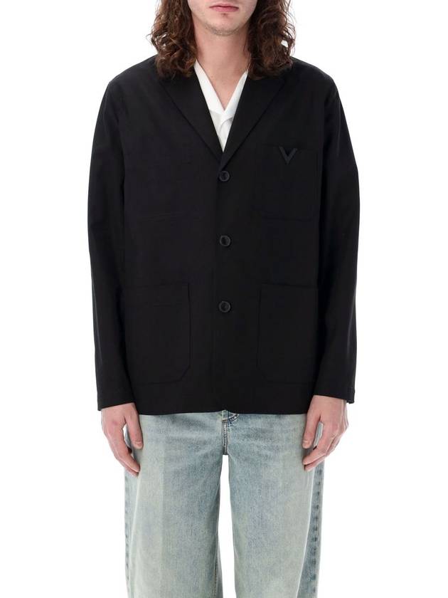 V logo cotton jacket black - VALENTINO - BALAAN 2