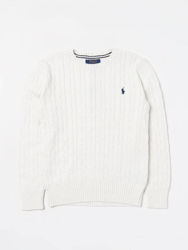 Kids Pony Logo Crew Neck Knit Top White - POLO RALPH LAUREN - BALAAN 1