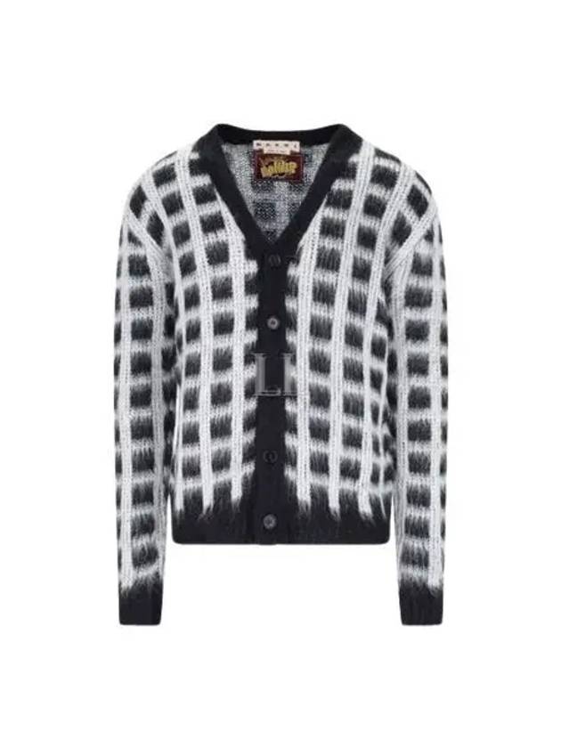 Check Brush Wool Cardigan White Black - MARNI - BALAAN 2