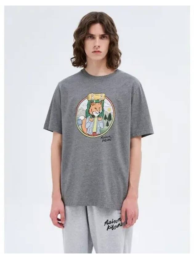 Men s Fox Big Scale Comfort T Shirt Medium Gray Melange Domestic Product - MAISON KITSUNE - BALAAN 1