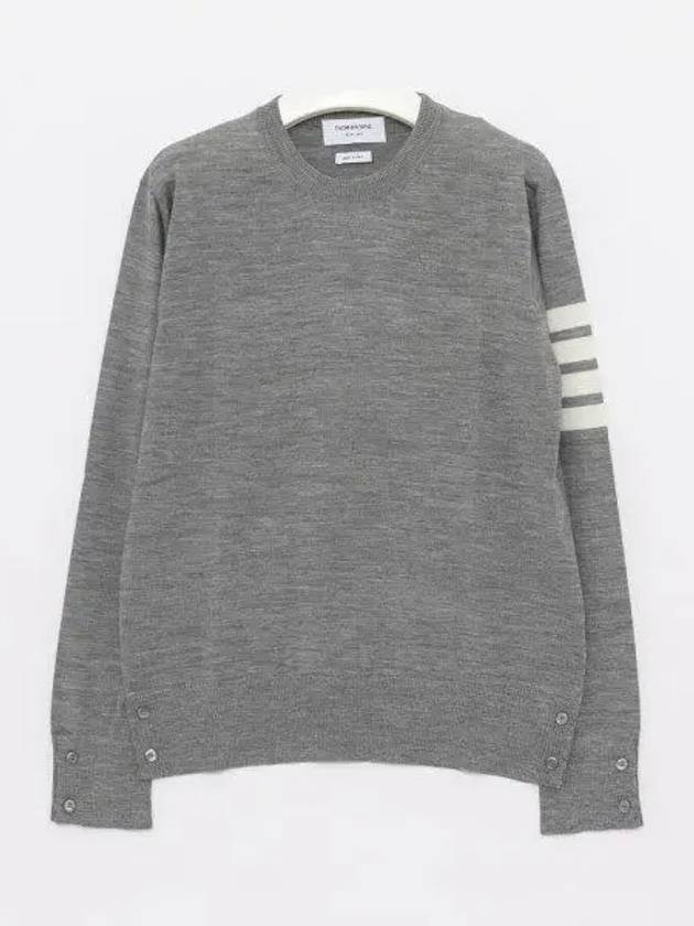 4 Bar Armband Classic Merino Wool Knit Top Light Grey - THOM BROWNE - BALAAN 2