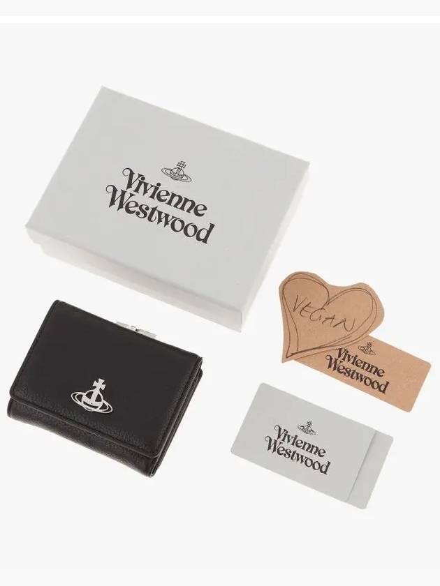 ORB Logo Small Frame Half Wallet Black - VIVIENNE WESTWOOD - BALAAN.