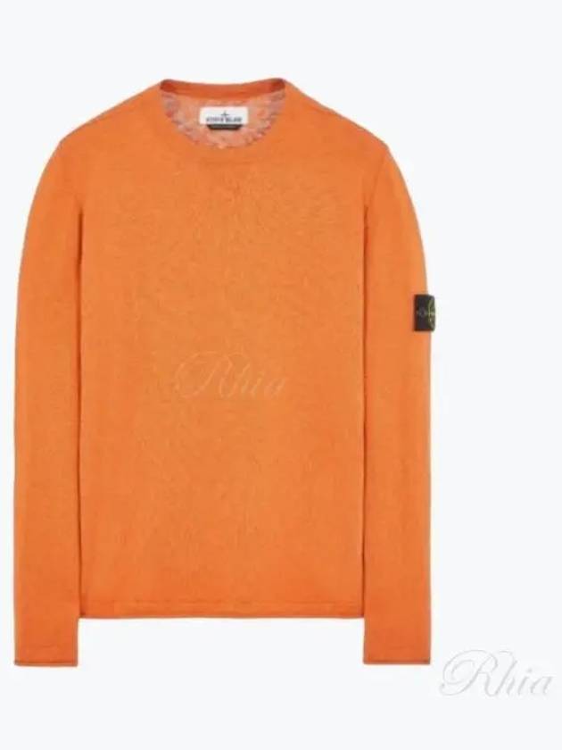 Logo Patch Crew Neck Cotton Nylon Knit Top Orange - STONE ISLAND - BALAAN 2