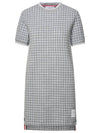 Check Tweed Crewneck Short Dress Grey - THOM BROWNE - BALAAN 1