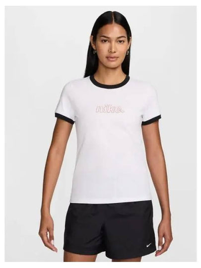 Women's Ringer Short Sleeve T-Shirt White - NIKE - BALAAN 2