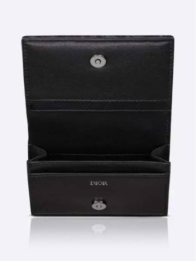 Oblique Jacquard Business Card Wallet Beige Black - DIOR - BALAAN 7