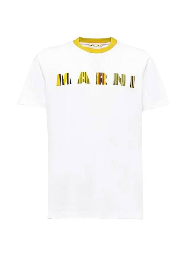 Striped logo print short sleeve t shirt white - MARNI - BALAAN 1