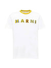 Stripe Logo Print Short Sleeve T-Shirt White - MARNI - BALAAN 1