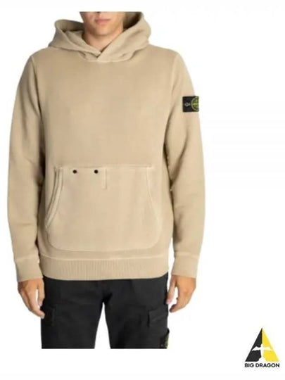 Old Effect Cotton Diagonal Fleece Hoodie Biscuit - STONE ISLAND - BALAAN 2