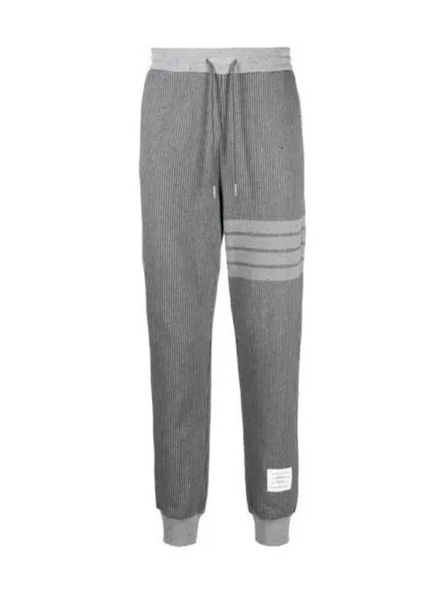 Flecked Knit Cotton Track Pants Grey - THOM BROWNE - BALAAN 2