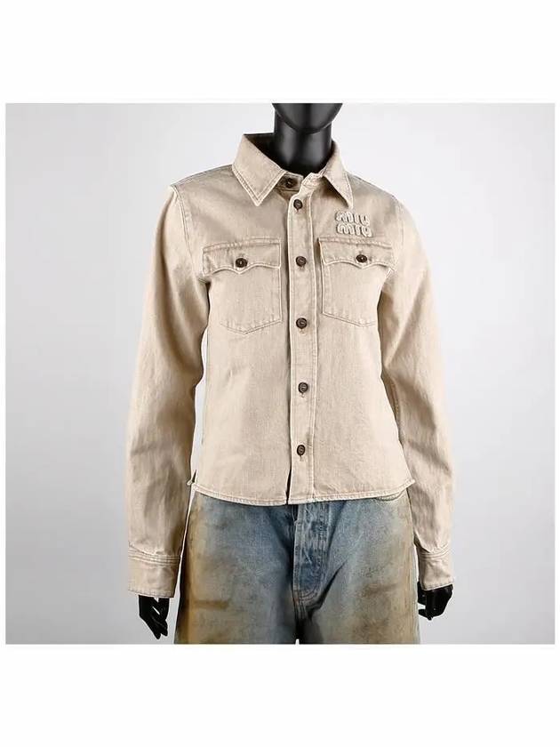 logo denim shirt beige - MIU MIU - BALAAN 3