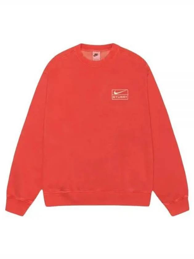 Pigment Fleece Crewneck Sweatshirt Habanero Red - NIKE - BALAAN 2