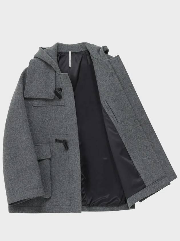 Overfit Hooded Duffel Half Coat Grey - NOIRER - BALAAN 5