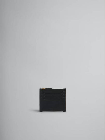 Zipper Leather Card Wallet Black - MARNI - BALAAN 2