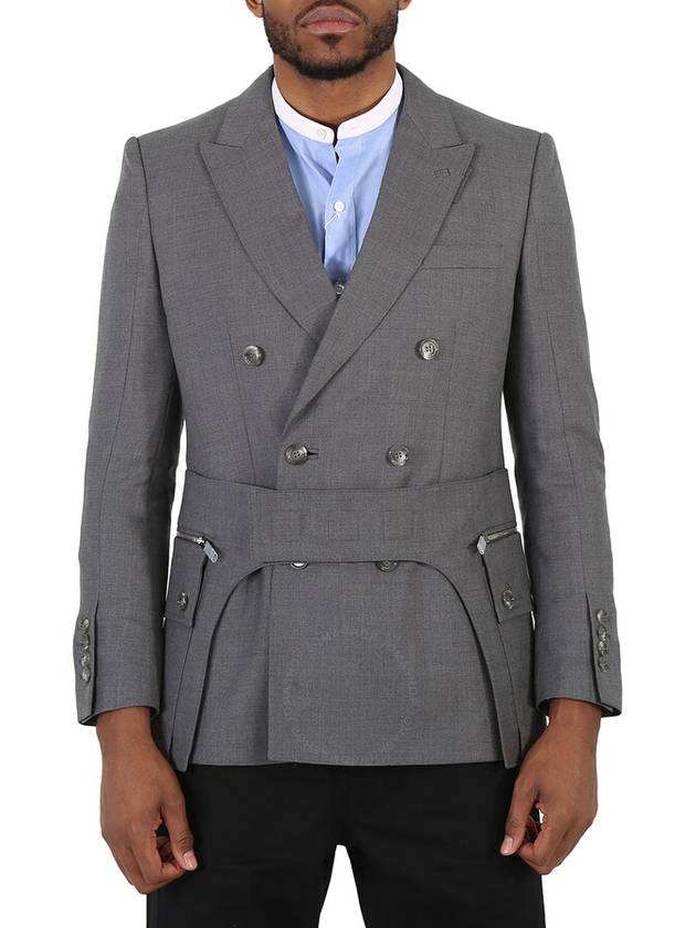 Men's Fit Wool Tailored Cargo Belt Jacket Charcoal Gray - BURBERRY - BALAAN 2