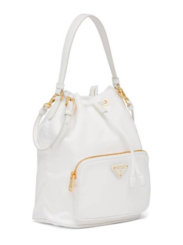 Triangular Logo Duet Re-Nylon Bucket Bag White - PRADA - BALAAN.