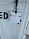 RED V Valentino Women s T Shirt White Logo Short Sleeve QR3MG09S - RED VALENTINO - BALAAN 3