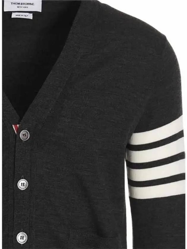 Men's Sustainable Classic Diagonal Wool Cardigan Dark Grey - THOM BROWNE - BALAAN 4