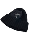 Lens Wappen Ribbed Wool Beanie Black - CP COMPANY - BALAAN 4