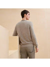 Men s Knit Double Coat H Cashmere Sleeve Crew Neck Sweater Charcoal - HERMES - BALAAN 8