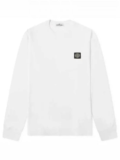 Logo Patch Cotton Long Sleeve T-Shirt White - STONE ISLAND - BALAAN 2