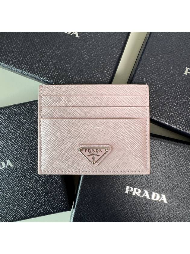 Saffiano Leather Triangle Logo Card Wallet Alabaster - PRADA - BALAAN 2